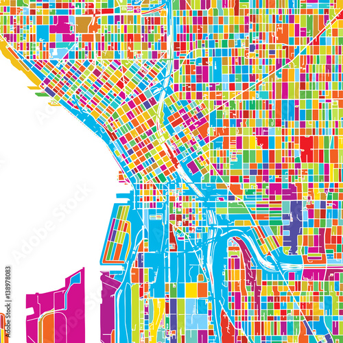 Seattle, Washington, USA, Colorful Vector Map