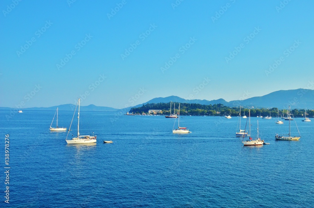 Corfu, Greece: Sea landscape and yachts