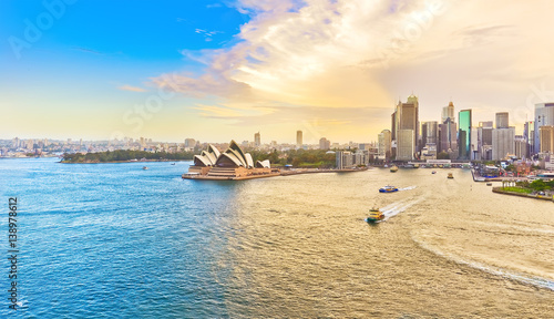 Canvas Print View of Sydney Harbour at sunset