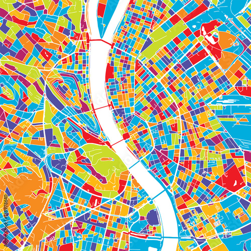 Photography Budapest Colorful Vector Map