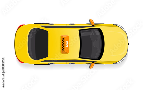 Taxi Car Top View Flat Style Vector Icon