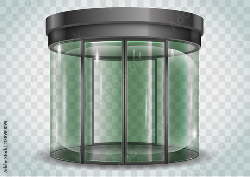 The semicircular double automatic doors to the shopping center or train station. Vector graphics with transparency effects