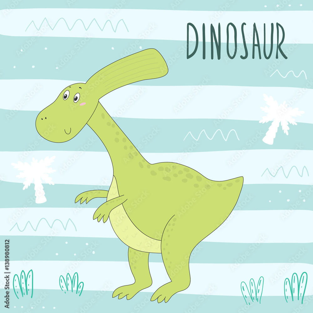 Cute hand drawn dinosaur illustration. vector print