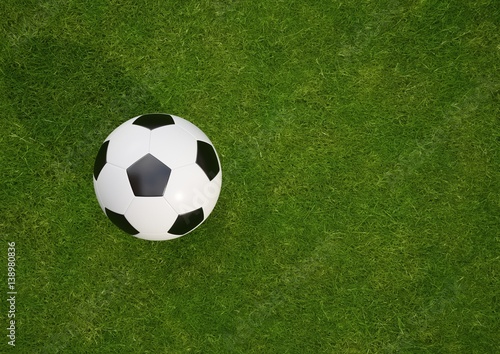 3D rendering Isolated Soccer Ball on grass field
