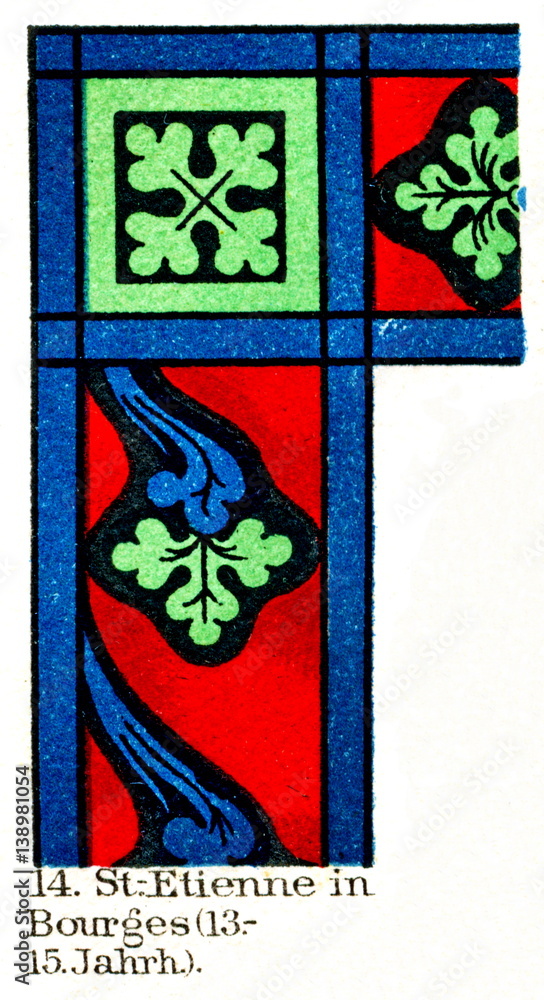 Stained glass from Bourges Cathedral, 13-15th century (from Meyers Lexikon, 1895, 7/632/633)