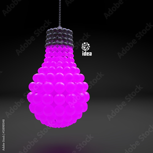 Lightbulb. Idea Concept. 3d Spheres Composition.