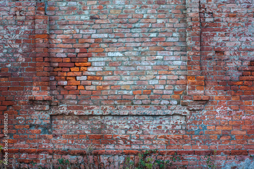 Old red brick wall background, texture