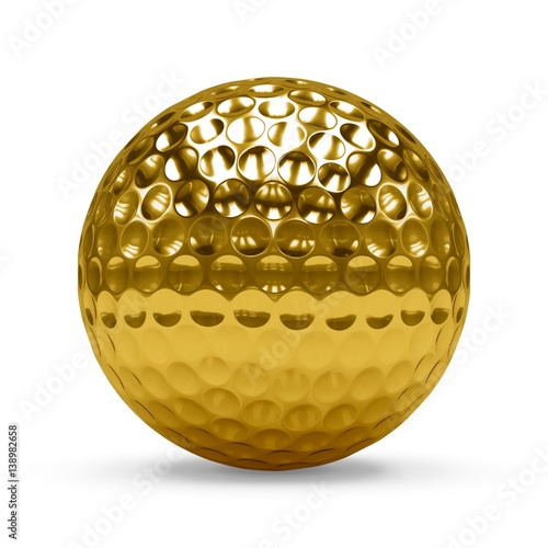 3D rendering Isolated Golden golf Ball with white background