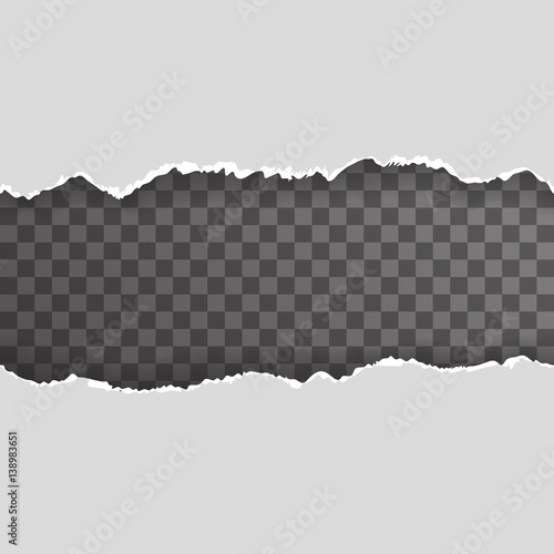 Torn ripped paper realistic seamless pattern transparent background vector illustration