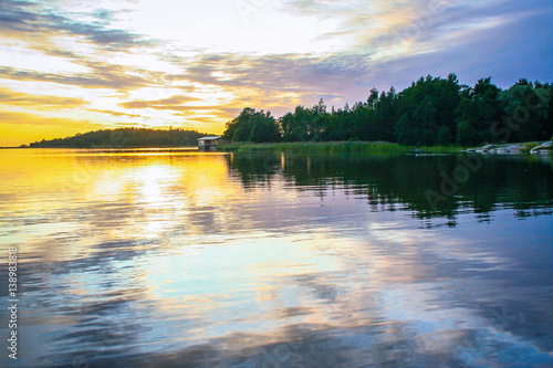 lakescape at sunset in Finland