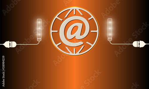 Vector blue glass transparency objects and lights and email icon