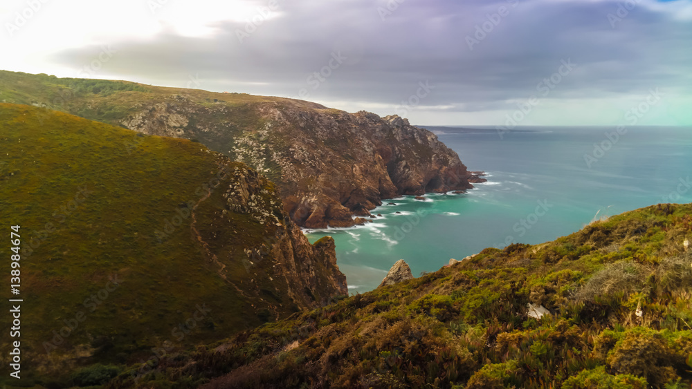 Landscape view to Atlantic ocean from Cabo da Roca, Portugal