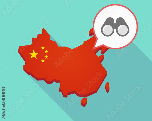 Map of China with a binoculars