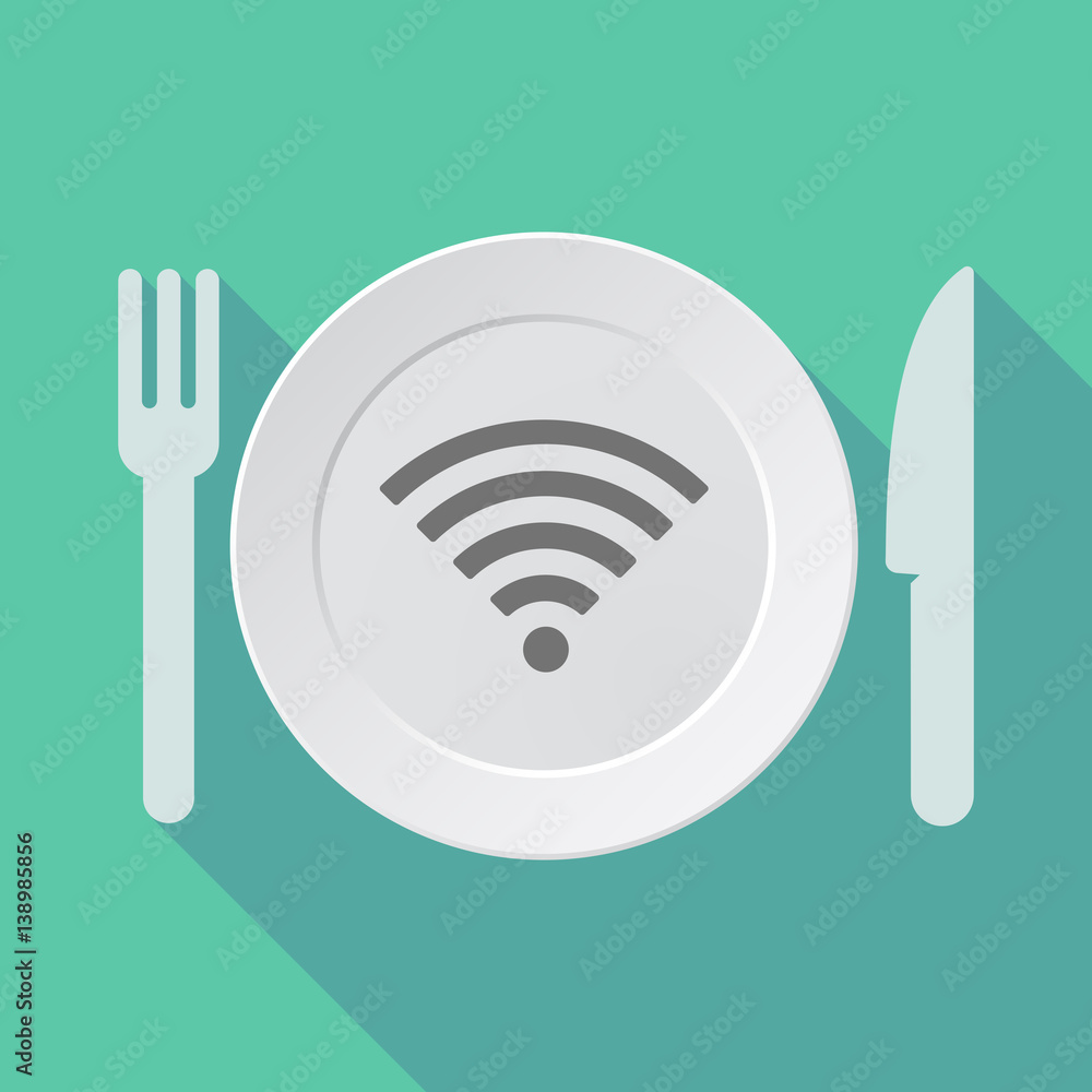 Long shadow dishware with a radio signal sign Long shadow dishware with a radio signal sign