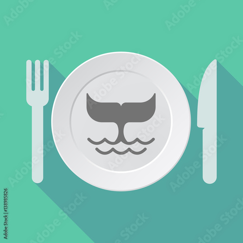 Long shadow dishware with a whale tail