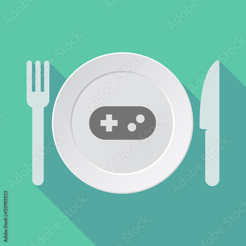Long shadow dishware with a game pad