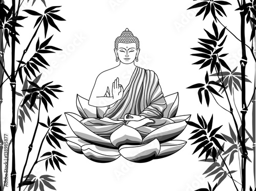 Bamboo and Buddha Seamless Pattern