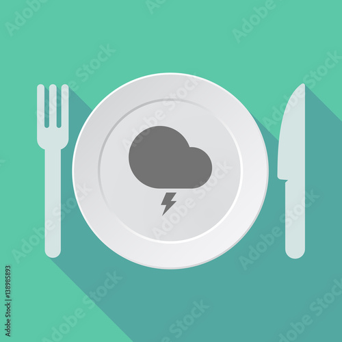 Long shadow dishware with a stormy cloud