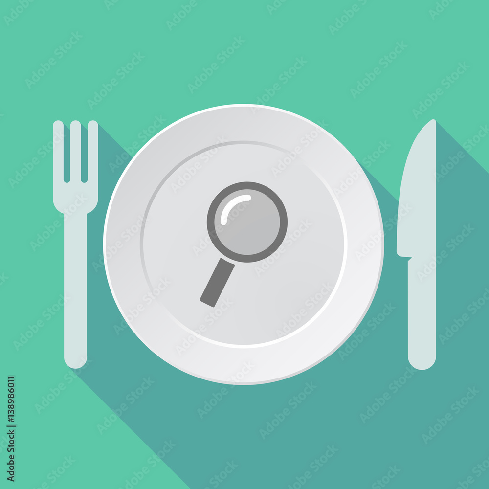 Long shadow dishware with a magnifier Long shadow dishware with a magnifier
