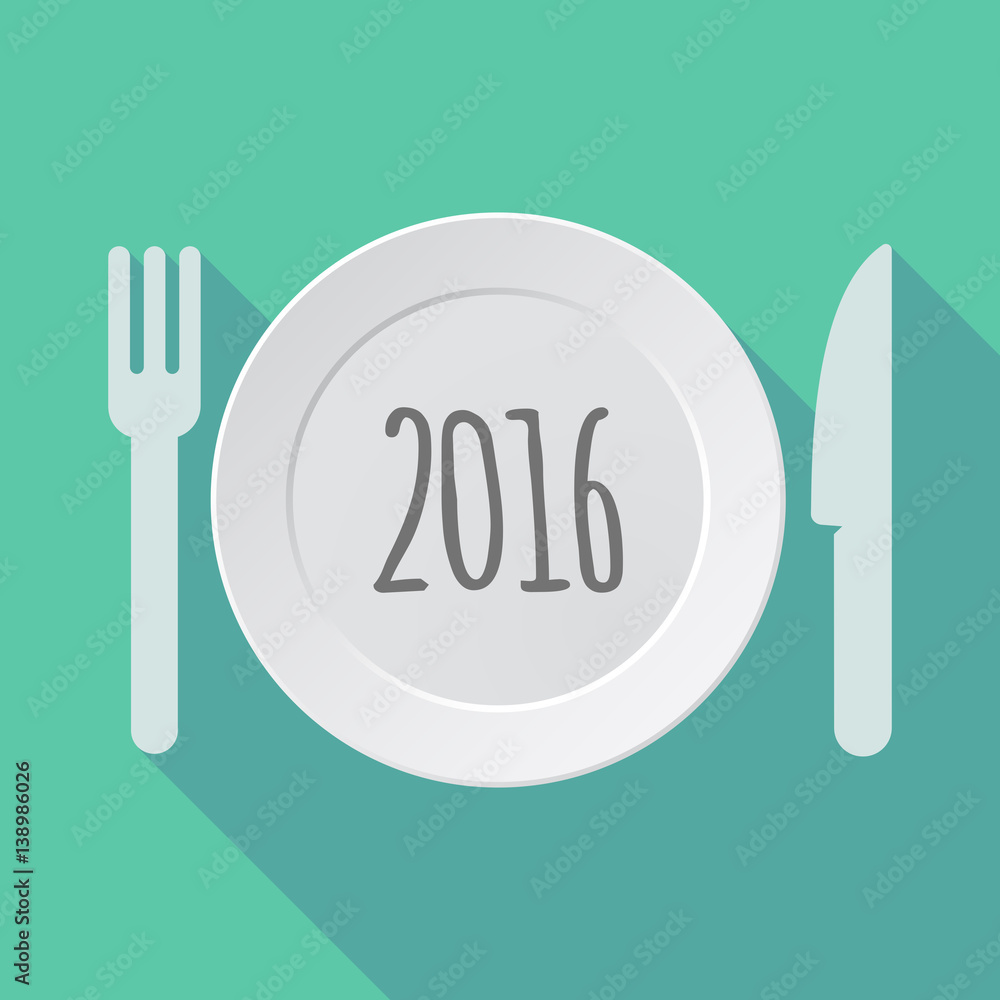 Long shadow dishware with a 2016 sign Long shadow dishware with a 2016 sign