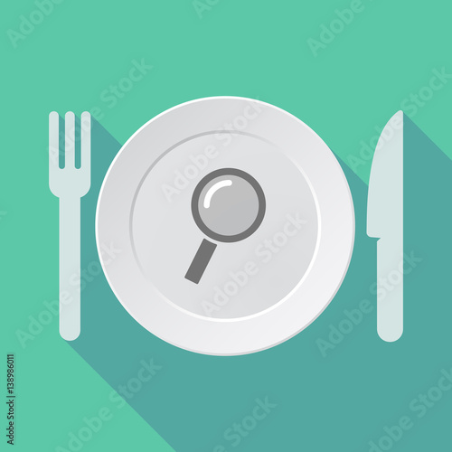 Long shadow dishware with a magnifier