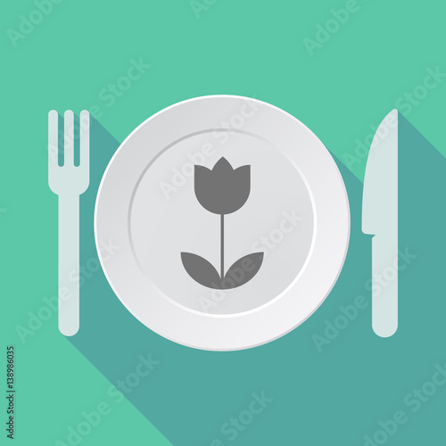 Long shadow dishware with a tulip