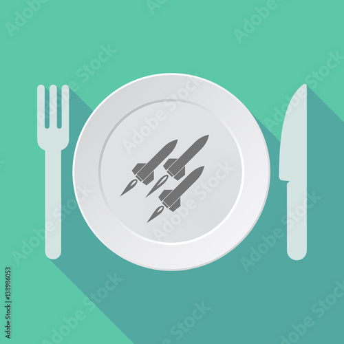 Long shadow dishware with missiles
