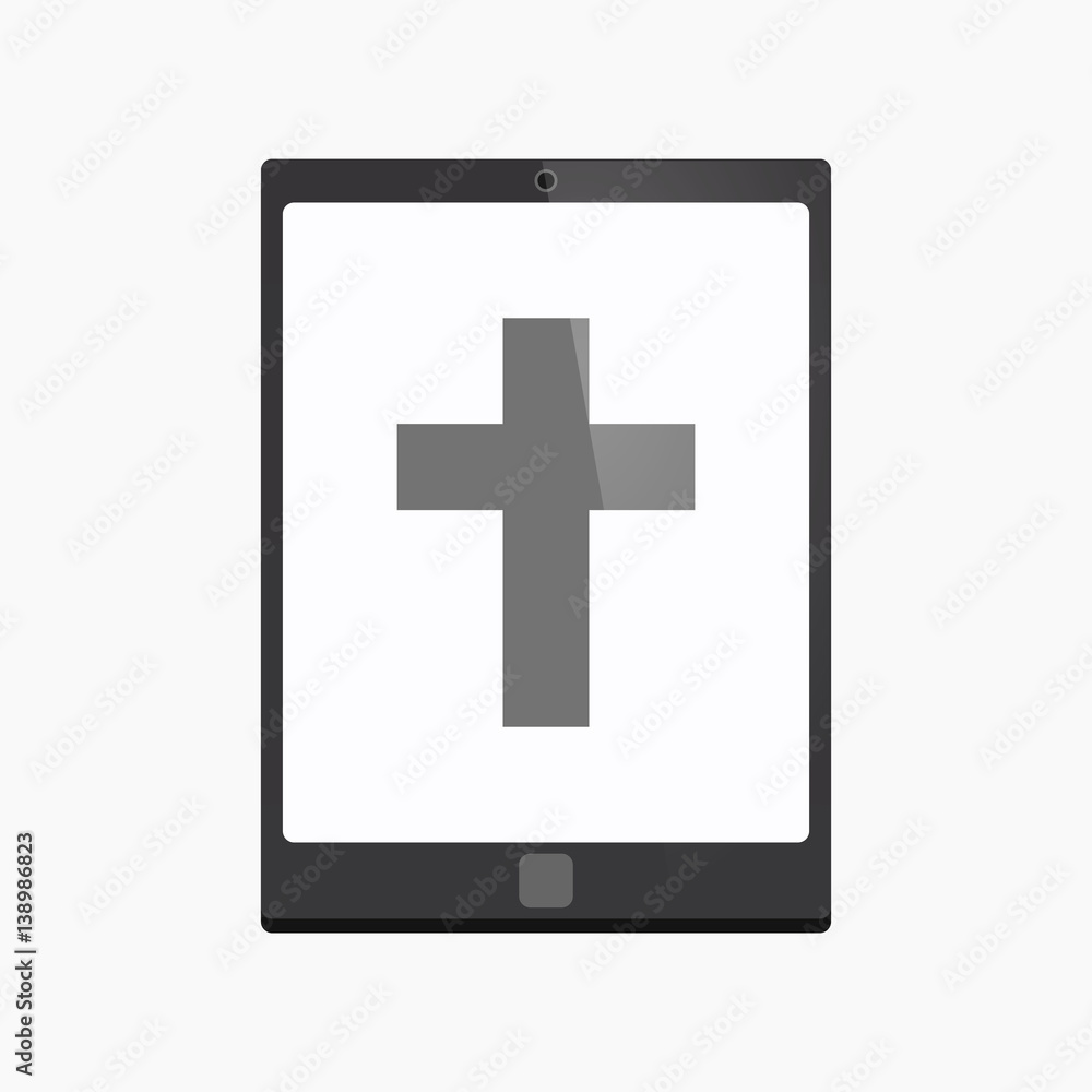 Isolated tablet pc with a christian cross Isolated tablet pc with a christian cross