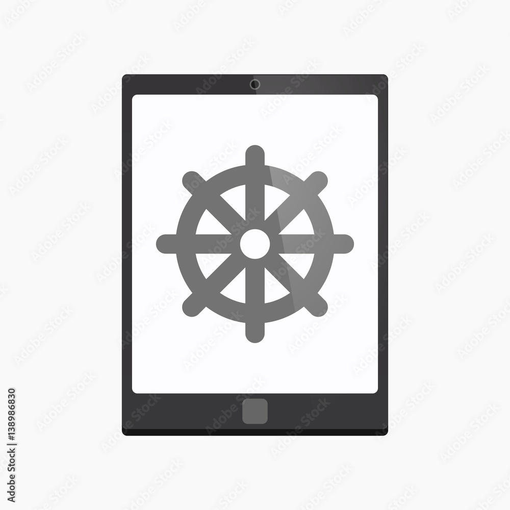 Isolated tablet pc with a dharma chakra sign Isolated tablet pc with a dharma chakra sign