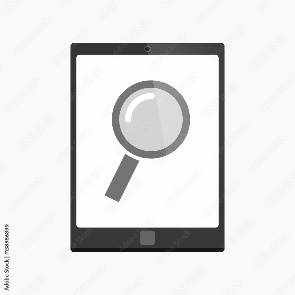 Isolated tablet pc with a magnifier Isolated tablet pc with a magnifier
