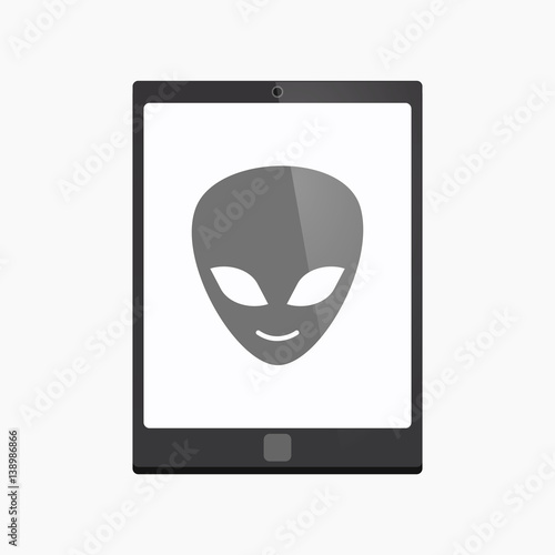 Isolated tablet pc with an alien face