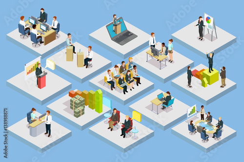 Business Training Isometric Set