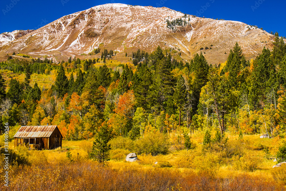 Old Cabin At Base of Mountain With Fall Colors Old Cabin At Base of Mountain With Fall Colors