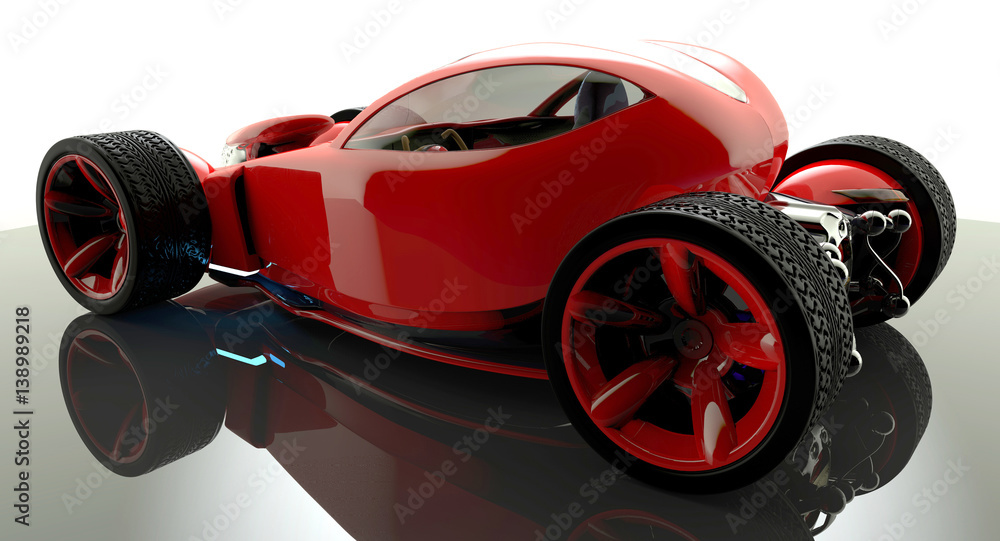 3D rendering of a red electric sports car...