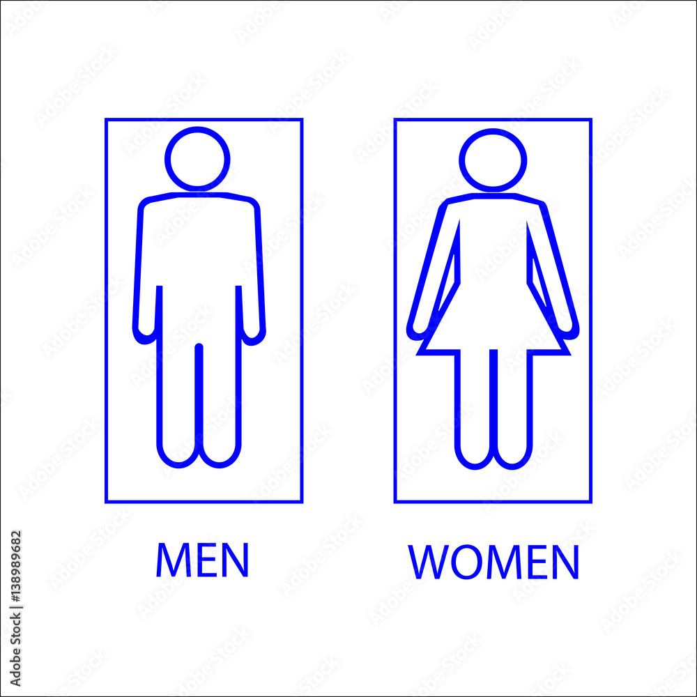 Blue silhouette men and women icon in blue square Blue silhouette men and women icon in blue square