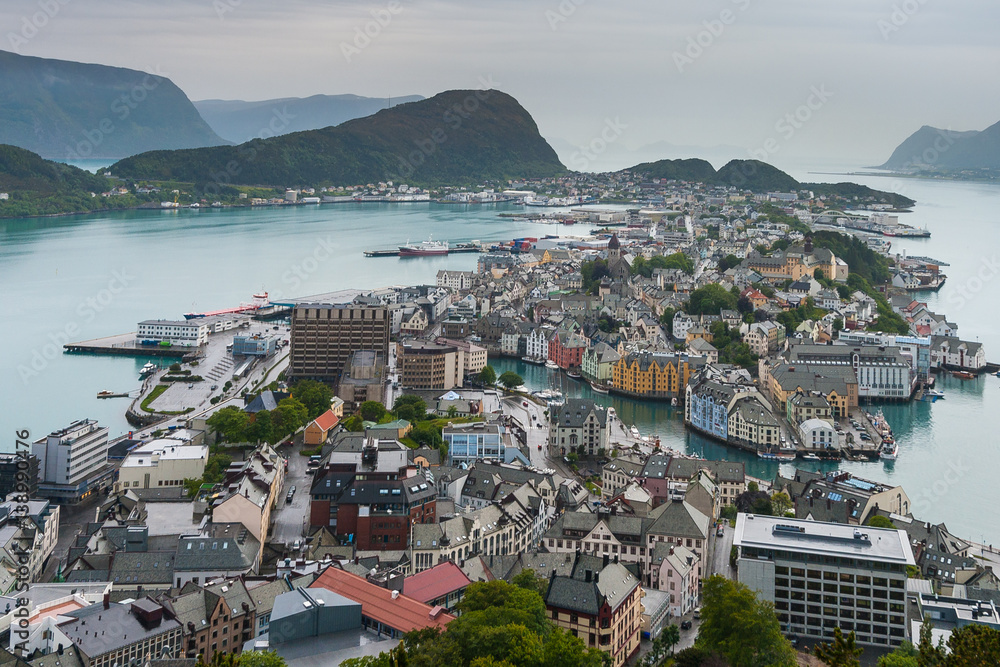 Fototapeta premium Alesund, view from Aksla viewpoint, Norway