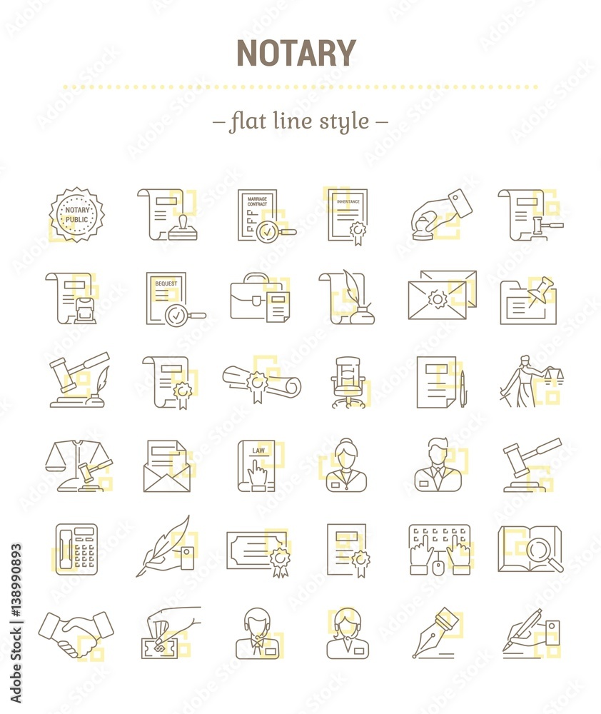 Vector graphic set.Icons in flat, contour,thin, minimal and linear design.Notary office. Paperwork, document notarized.Simple isolated icons.Concept illustration for Web site app.Sign,symbol,element. Vector graphic set.Icons in flat, contour,thin, minimal and linear design.Notary office. Paperwork, document notarized.Simple isolated icons.Concept illustration for Web site app.Sign,symbol,element.