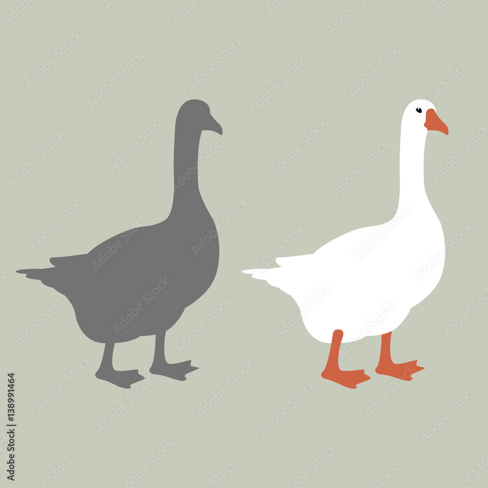 goose vector illustration style Flat silhouette