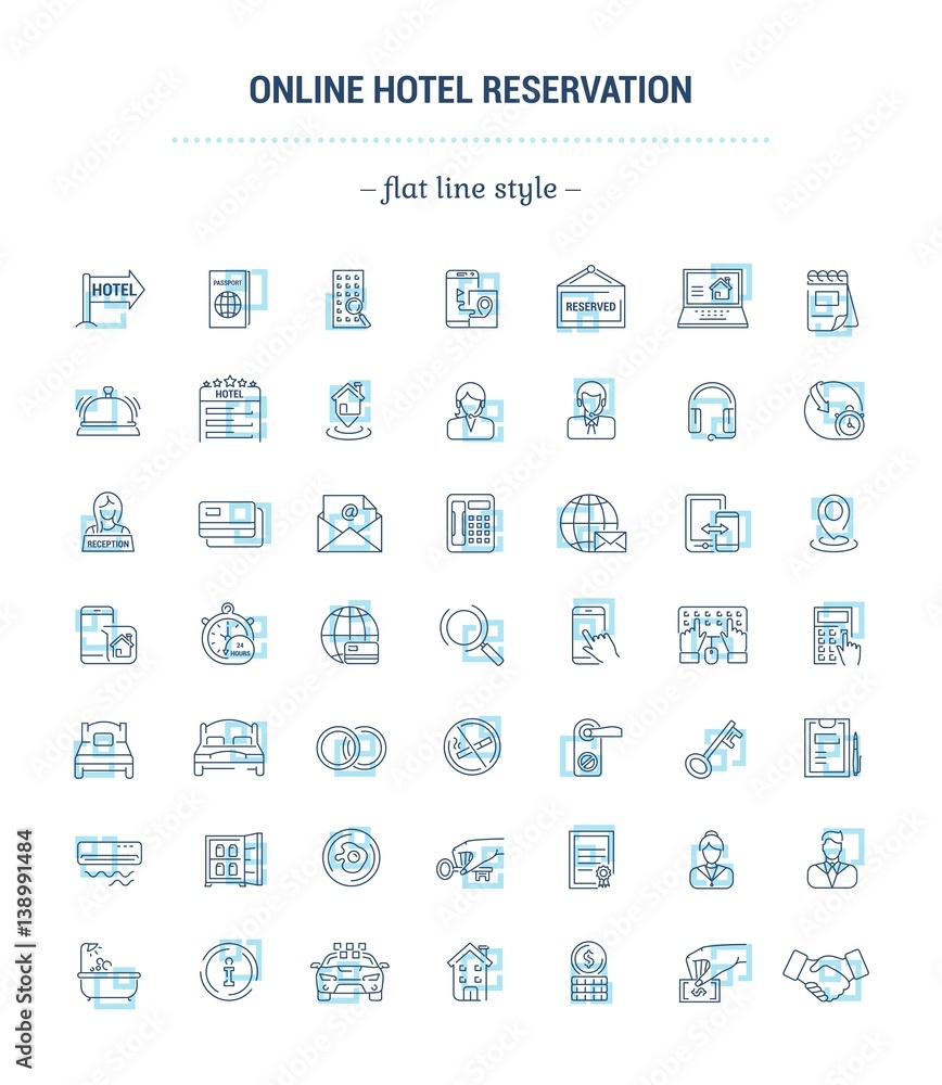 Vector graphic set. Icons in flat, contour, thin, minimal and linear design.Online hotel booking.Internet service.E-commerce. Simple isolated icons.Concept illustration for Web site, app.Sign, symbol. Vector graphic set. Icons in flat, contour, thin, minimal and linear design.Online hotel booking.Internet service.E-commerce. Simple isolated icons.Concept illustration for Web site, app.Sign, symbol.