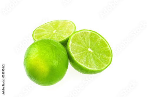 Green lemon isolated over white