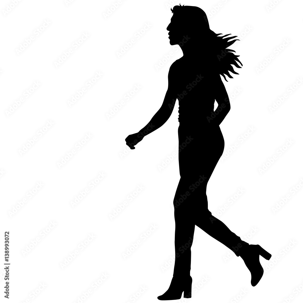 Black silhouettes of beautiful woman on white background. Vector illustration Black silhouettes of beautiful woman on white background. Vector illustration