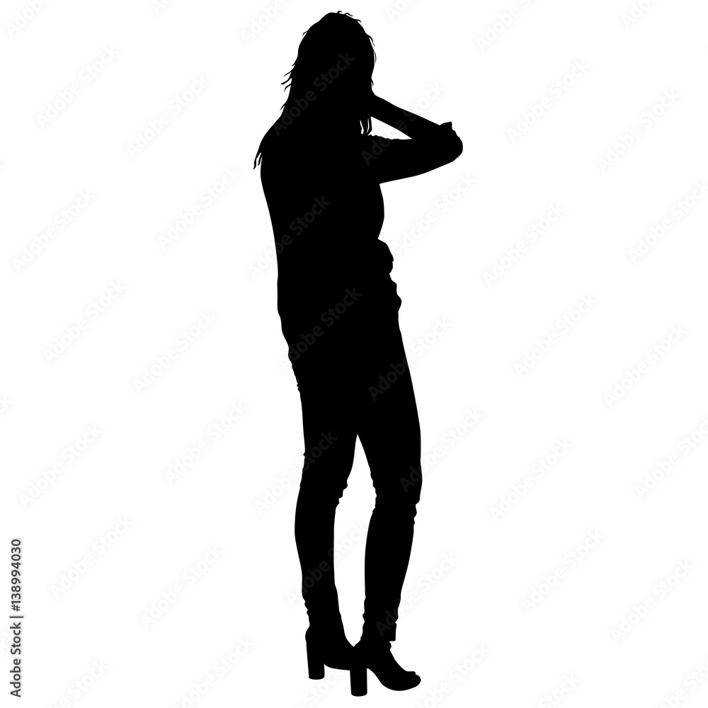 Black silhouettes of beautiful woman on white background. Vector illustration Black silhouettes of beautiful woman on white background. Vector illustration