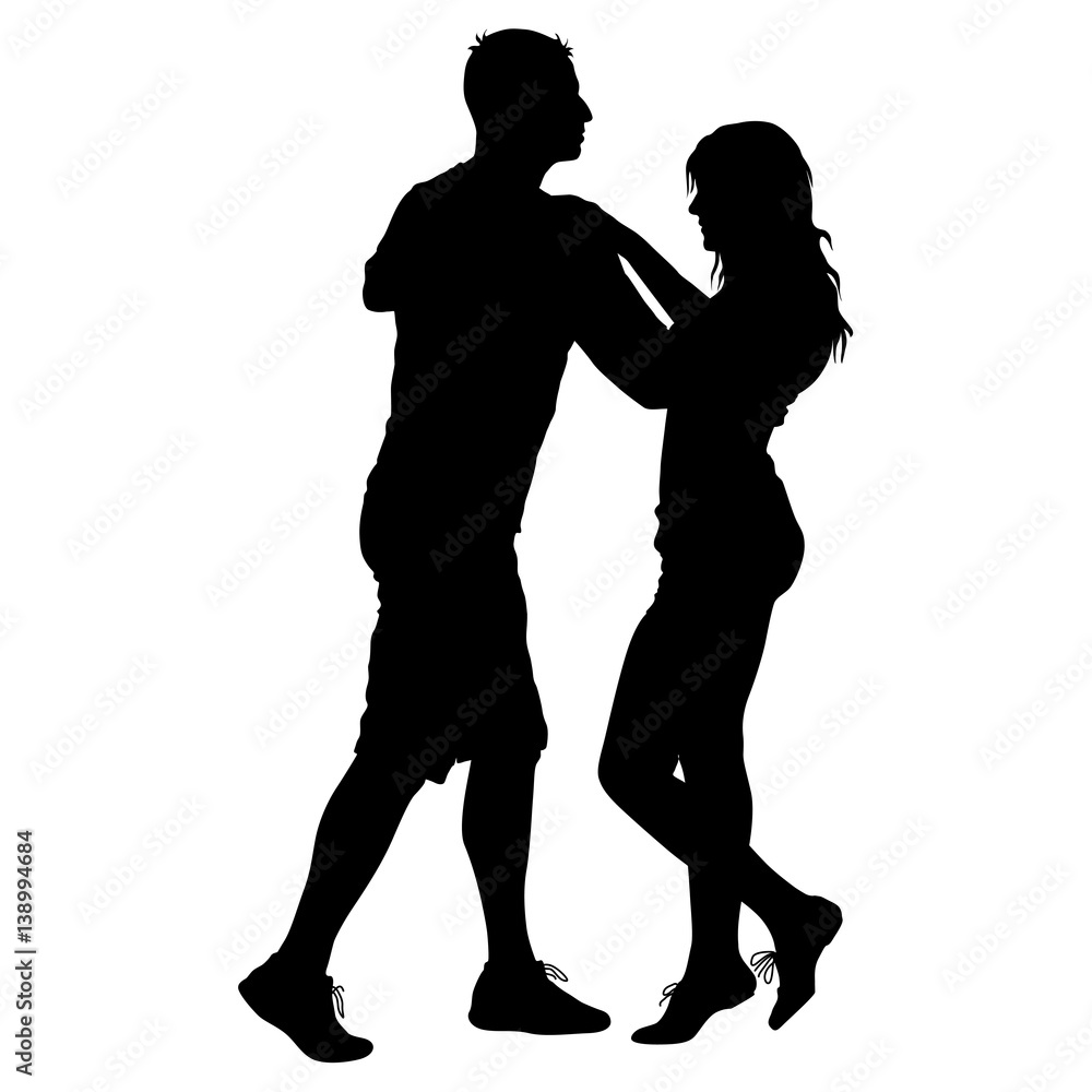 Black silhouettes Dancing on white background. Vector illustration