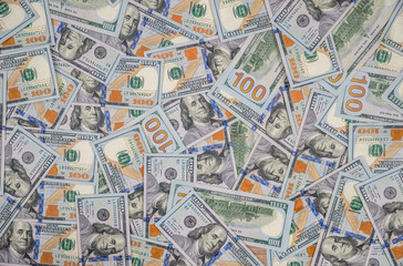 pile of usa dollar banknote. close up.