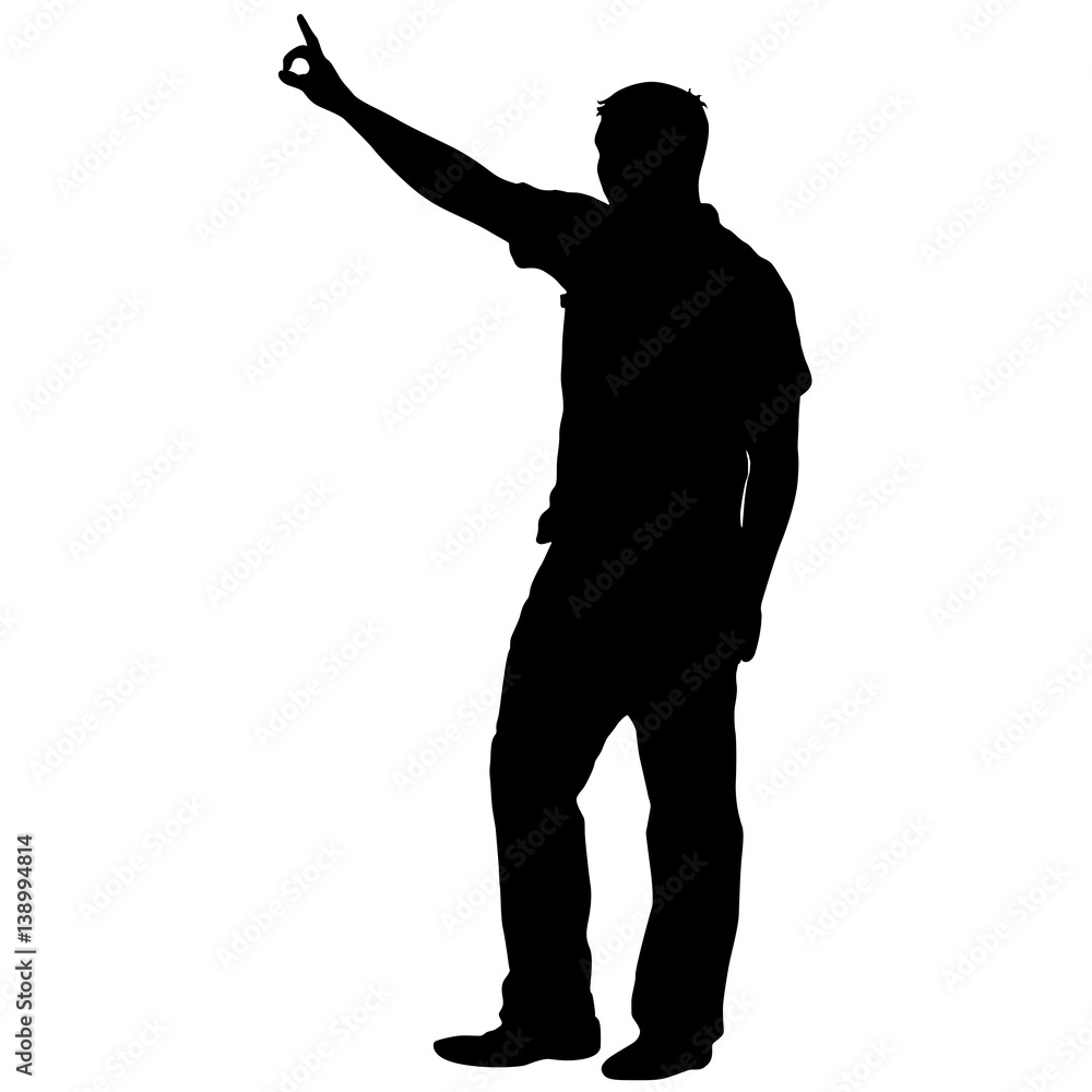 Black silhouettes man with arm raised. Vector illustration Black silhouettes man with arm raised. Vector illustration