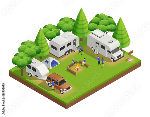 Recreational Vehicles Isometric Composition