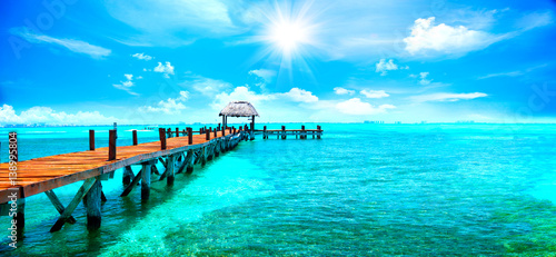 Fototapeta Naklejka Na Ścianę i Meble -  Exotic Caribbean paradise. Travel, tourism or vacations concept. Tropical beach resort