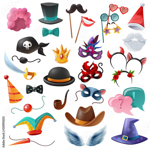 Photo Booth Party Icons Set 