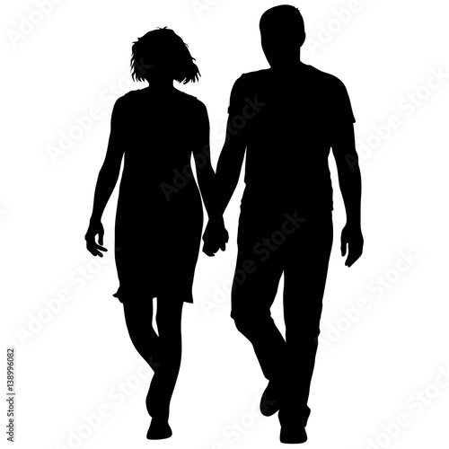 Couples man and woman silhouettes on a white background. Vector illustration