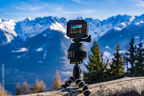 Camera shooting Mountains, Valtellina, Italy